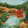 Old Women In River Diamond Painting