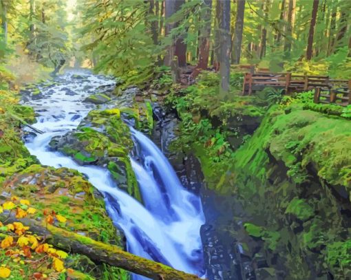 Olympic National Forest Waterfall Diamond Painting