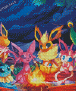 Pokemon Eeveelution Campfire Diamond Painting