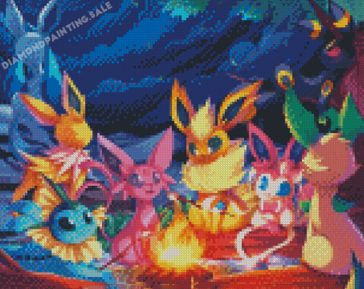 Pokemon Eeveelution Campfire Diamond Painting