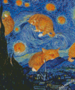 Starry Night Cats Diamond Painting
