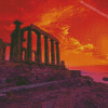 Temple Of Poseidon Sunset Diamond Painting