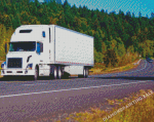 White Semi Truck Diamond Painting