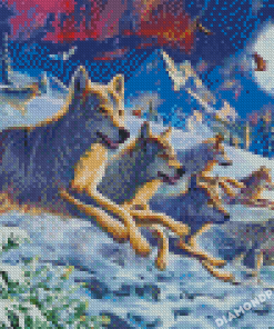 Wolf Pack In Snow Diamond Painting