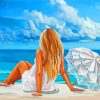 Woman Sitting On Beach Diamond Painting