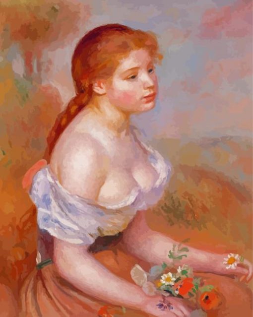 Young Girl With Daisies Diamond Painting