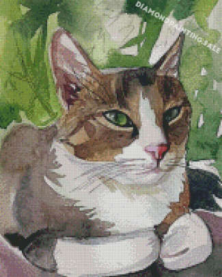 Abstract White Brown Cats Diamond Painting
