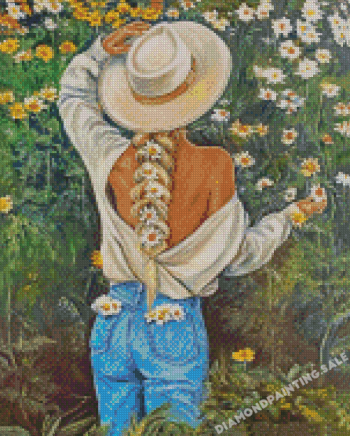 Aesthetic Lady In White Hat Diamond Painting