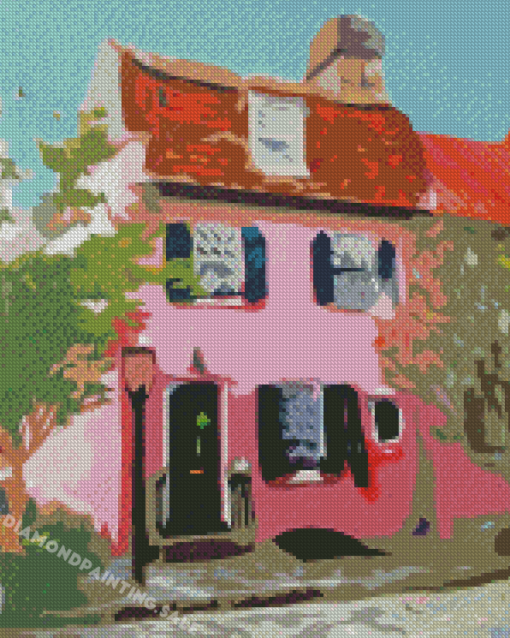 Aesthetic Pink House Diamond Painting