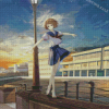 Anime Girl Balancing On Wall Diamond Painting