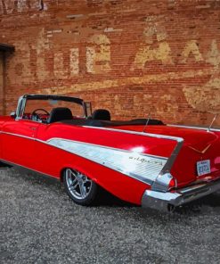 Classic Red And White 57 Chevy Car Diamond Painting