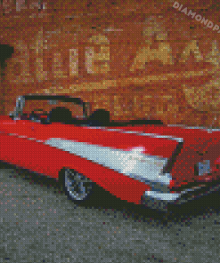 Classic Red And White 57 Chevy Car Diamond Painting
