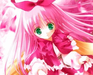 Cute Pink Hair Anime Girl Diamond Painting
