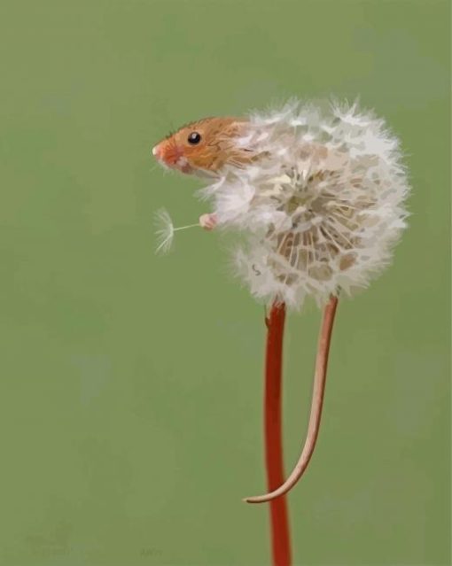 Harvest Mouse And Dandelion Diamond Painting