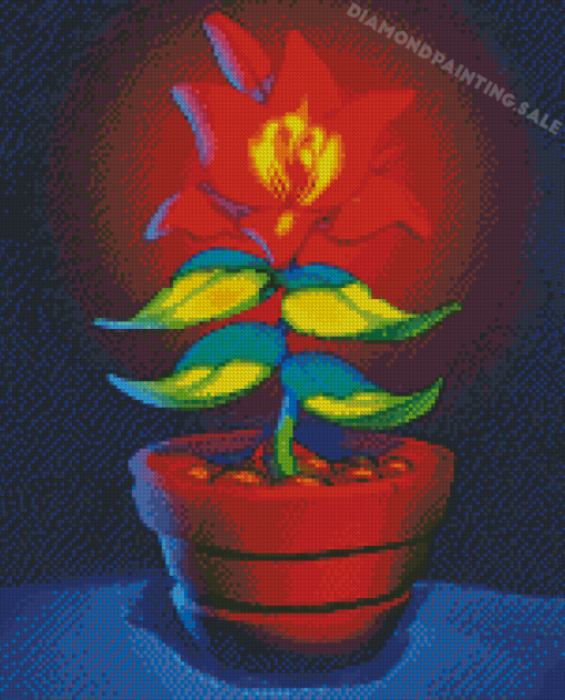 Red Lily In Pot Art Diamond Painting