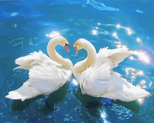 Romantic Swan In Water Diamond Painting