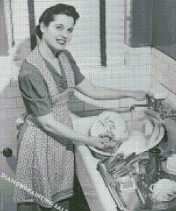 Woman Washing Dishes Diamond Painting
