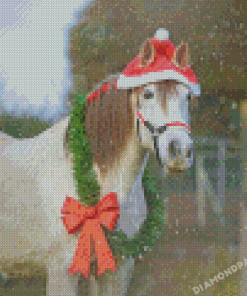 Christmas Horse With Wreath Diamond Painting