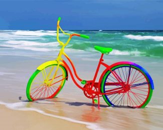 Colorful Bicycle On Beach Diamond Painting
