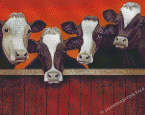 Cows By The Fence Diamond Painting