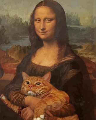 Leonardo Mona Lisa Cat Diamond Painting