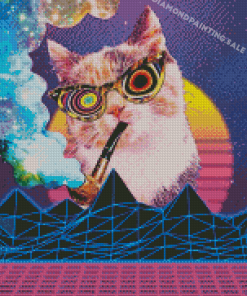 Retro Cat Smoking Pipe Diamond Painting