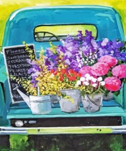 Aesthetic Truck With Flowers Diamond Painting