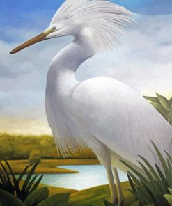 Beautiful White Heron Diamond Painting