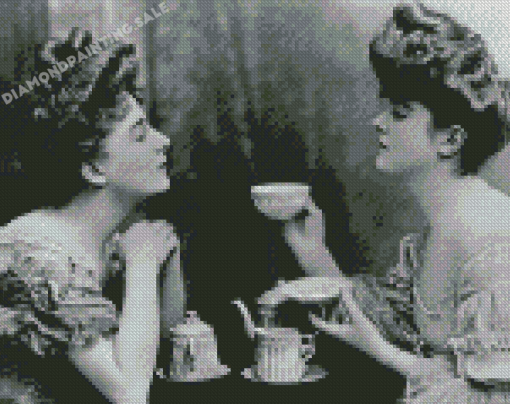 Black And White Ladies Having Tea Diamond Painting