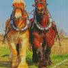 Brown And Blond Workhorses Diamond Painting