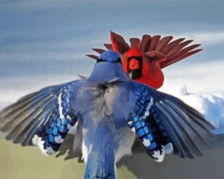 Cute Cardinal And Blue Jay Diamond Painting