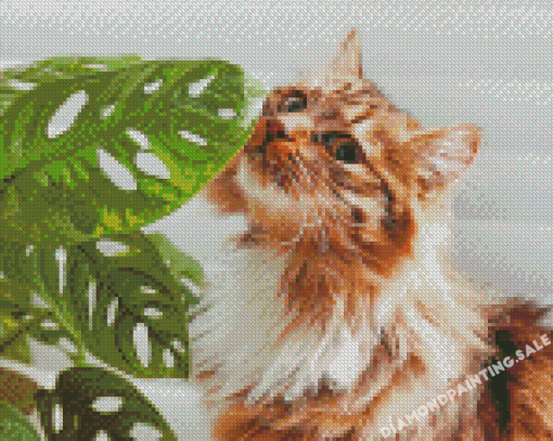 Cute Cat Plant Diamond Painting