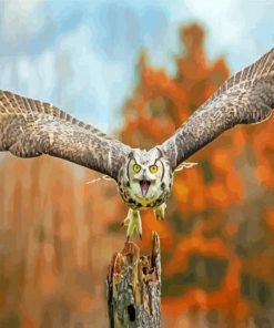 Flying Horned Owl Diamond Painting