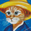 Vincent Van Gogh Cat With Hat Diamond Painting