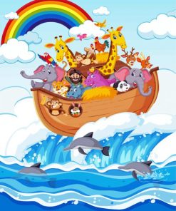 Cartoon Noahs Ark And Animals Diamond Painting