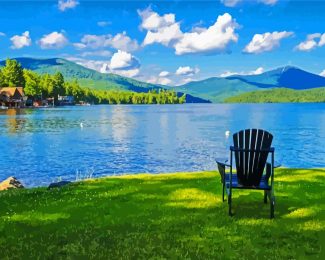 Chair By Lake Placid Diamond Painting