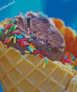 Chocolate Ice Cream Cone With Candy Sprinkles Diamond Painting