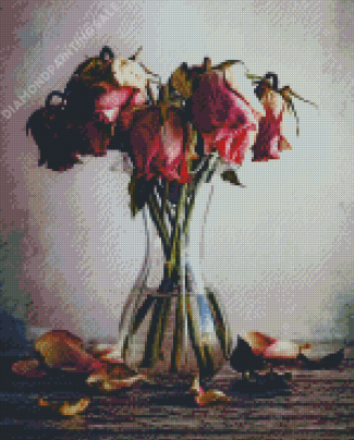 Dying Rose In Glass Vase Diamond Painting