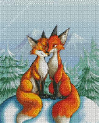 Fox Couple Diamond Painting