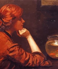 Lady And Goldfish Bowl Diamond Painting