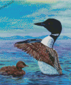 Loon With Baby Art Diamond Painting
