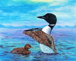 Loon With Baby Art Diamond Painting