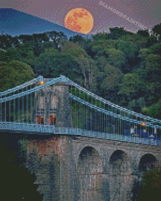 Menai Bridge With Moon View Diamond Painting
