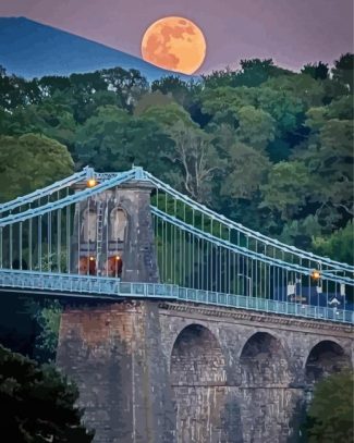 Menai Bridge With Moon View Diamond Painting