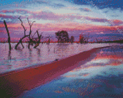 Menindee Lake At Sunset Diamond Painting