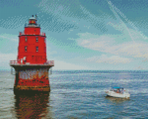 Miah Maull Shoal New Jersey Lighthouse Diamond Painting