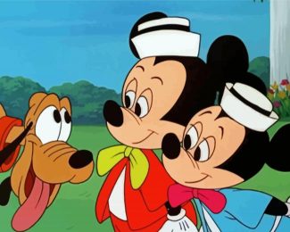 Mickey And Minnie Mouse And Pluto Diamond Painting