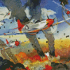 Red Tails Planes In War Diamond Painting