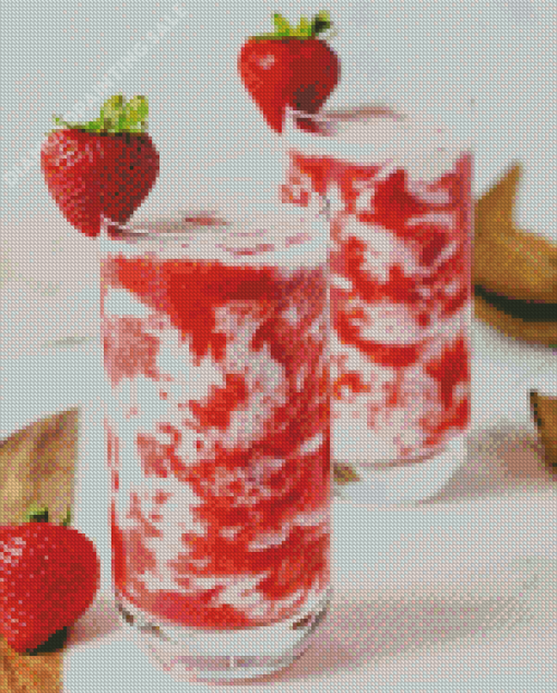 Strawberry Milk Drink Diamond Painting