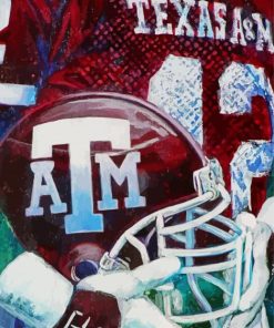 Texas AM Aggies Football Helmet Art Diamond Painting